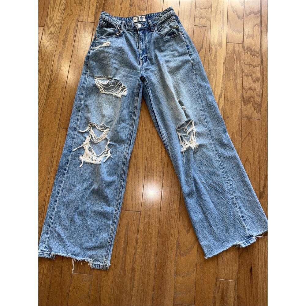 Free People We the Free Jeans Womens Size 3/26 Distressed Baggy CRVY 5229